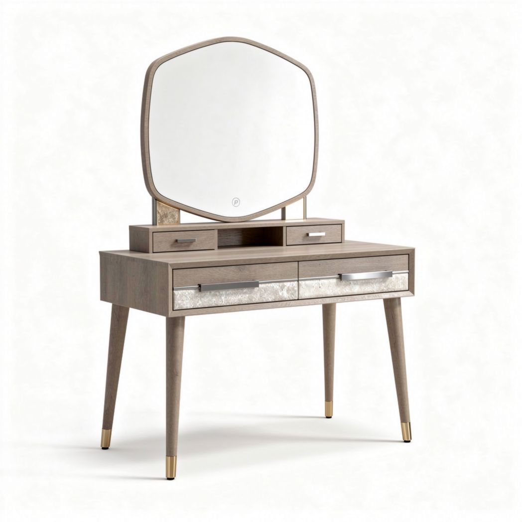 Wooden vanity table with mirror and storage drawers 120 x 50 x 75cm