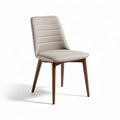 Upholstered dining chair with wooden legs in light gray fabric 45 x 50 x 100cm