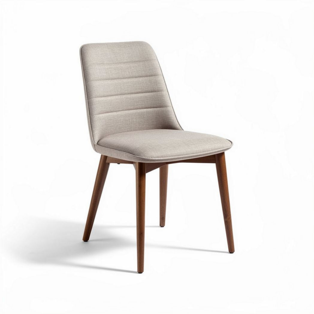 Upholstered dining chair with wooden legs in light gray fabric 45 x 50 x 100cm
