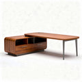 Wooden executive desk with storage cabinet and modern design 150 x 80 x 75cm
