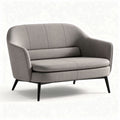 Two-seater sofa in grey fabric with metal legs 140 x 80 x 75cm