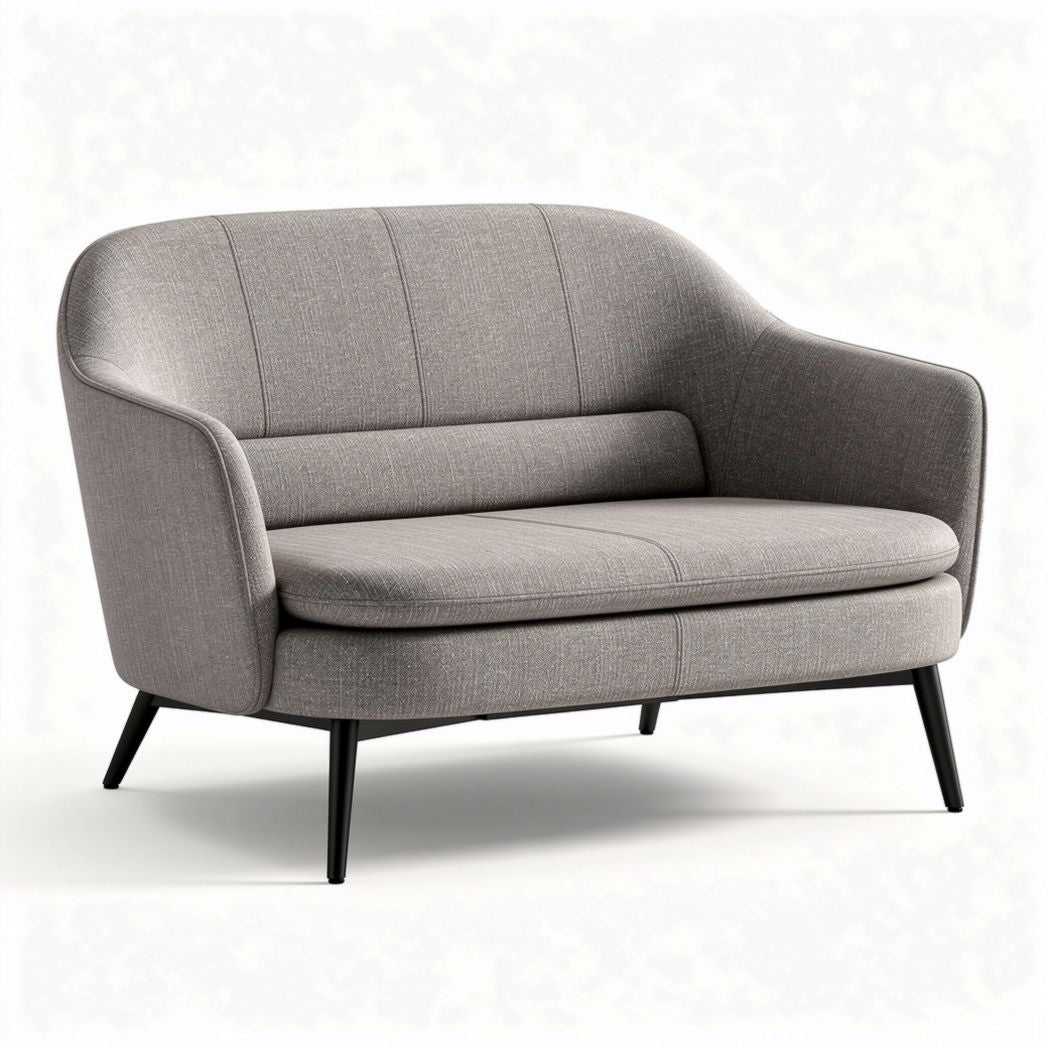 Two-seater sofa in grey fabric with metal legs 140 x 80 x 75cm