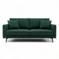 Fabric sofa with two cushions in green 180 x 85 x 75cm for living room