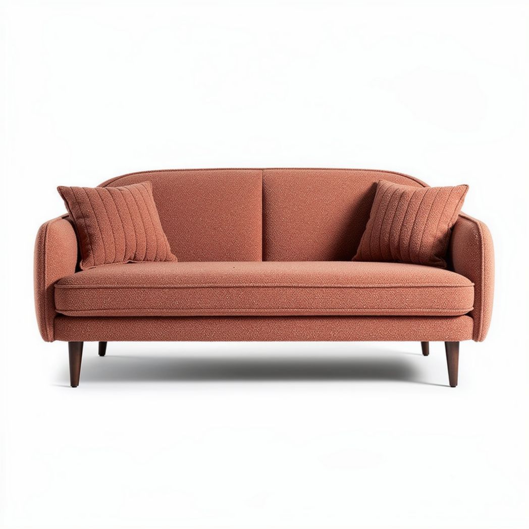 Fabric upholstered two-seater sofa with cushions in terracotta color 190 x 90 x 85cm