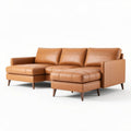 Leather sectional sofa with modern design in tan color 200 x 90 x 80cm