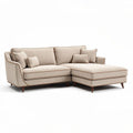 Sectional sofa with modern design in beige upholstery and wooden legs 200 x 100 x 85cm