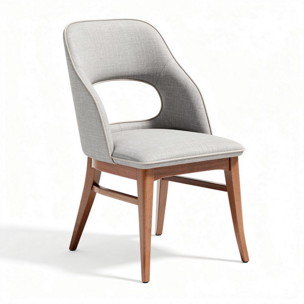 Modern dining chair with wood frame and upholstered gray fabric seat 40 x 50 x 85cm