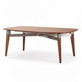 Wooden dining table with stainless steel accents 150 x 90 x 75cm