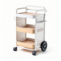 Rolling utility cart with metal frame and wooden shelves 80 x 40 x 90cm