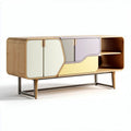 Wooden sideboard with geometric design and multiple storage compartments 150 x 40 x 70cm