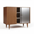 Modern wooden storage cabinet with stainless steel doors 80 x 45 x 75cm